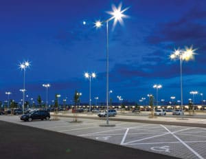 Parking Lot At Night With Led Lighting